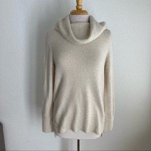 DKNY jeans neutral cowl neck wool sweater long sleeve minimalist boho NEW